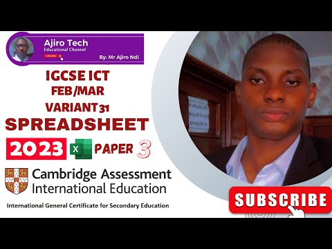 IGCSE ICT Paper 3 Spreadsheet February March 2023 Variant 31 (0417/0983) | Microsoft Excel