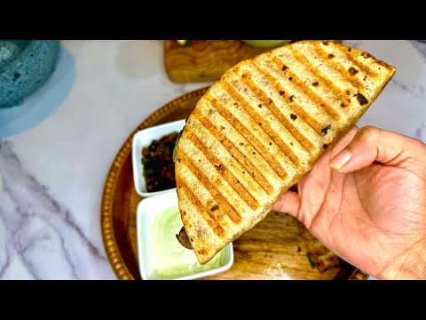Spinach & Mushroom Quesadillas with Black Bean Salsa|Easy Quesadilla Recipe🧀🌮#food #trending #reels