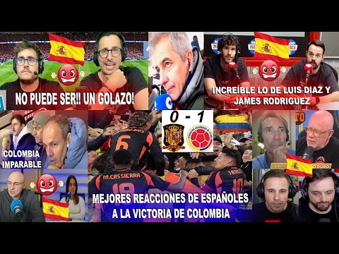 BEST REACTIONS FROM SPANIARDS TO SPAIN 0-1 COLOMBIA WITH MUÑOZ'S STUNNING GOAL, LUIS DÍAZ AND JAM...