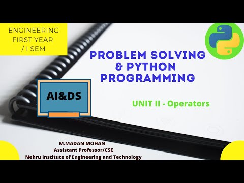 5 Ge8151 Unit2 Python Operators Problemsolvingandpythonprogramming 2017 Aids First