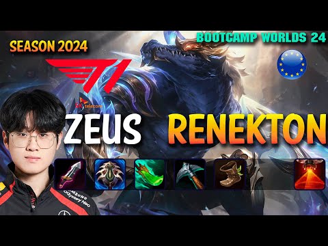 T1 Zeus RENEKTON vs AKALI Top - Patch 14.19 EUW Ranked WORLDS 2024 Bootcamp | lolrec