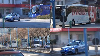 Scorta Union Brescia vs Lr Vicenza Passaggio polizia e Carabinieri in sirena 