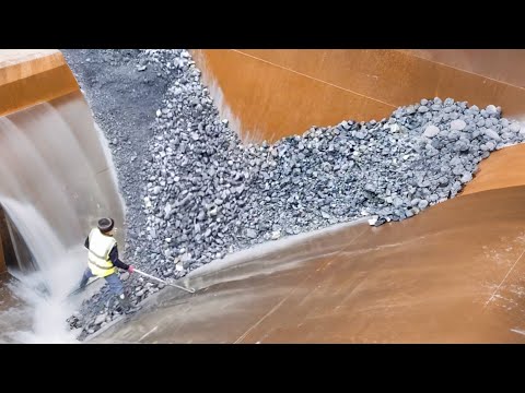 Barge unloading 2220 tons of ore - Relaxing flow - Work vlog on the barge