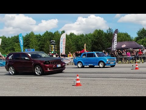 VAZ 2101 4G63T vs Jeep Grand Cherokee 6.1 Kompressor 1/4 mile drag race