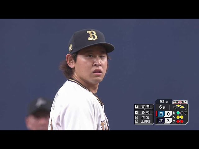 【6回表】バファローズ・宮城大弥 今シーズン初登板で6回1安打無失点!!  2023年4月7日 オリックス・バファローズ 対 北海道日本ハムファイターズ