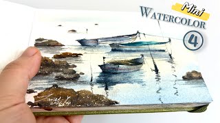 Peaceful & Breathtaking Lake Scene Watercolor – Palm-Sized Watercolor 【No.4】