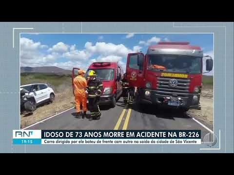 RNTV2 - 3/11/2025 - Idoso falece após carro bater de frente com outro na BR-226, no Seridó potiguar