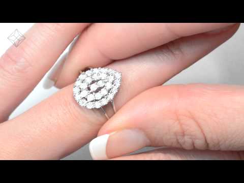 E5889 - Gorgeous Diamond 0.14ct 9K White Gold Pear Cluster Ring