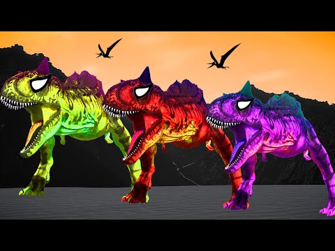 Ultimasaurus vs Color t-rex vs Spinosaurus - Jurassic World Evolution Dinosaurs Fight