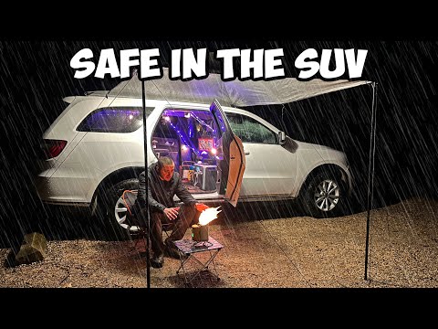 Solo Car Camping in the Rain with a New Stove, lots of Animals! | SUV Camping
