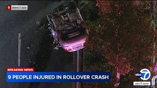 9 people hurt, 5 in critical condition after violent rollover crash in Whittier