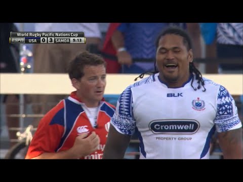 Alesana Tuilagi thought this might be a no arms tackle by Danny Barrett