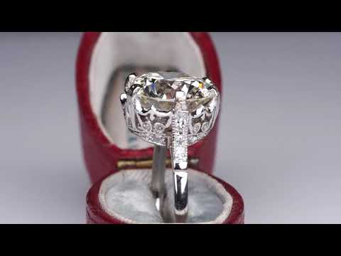 4 Carat Diamond Vintage Crown Engagement Ring