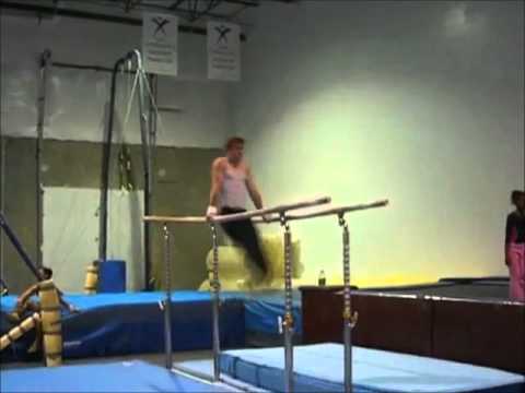 Parallel Bars Double Back Salto Tucked Dismount Gymnastics Video