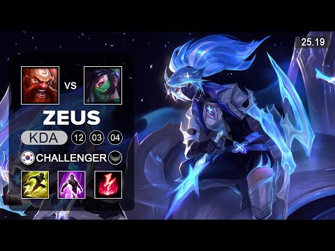 Zeus Akali vs Gragas Top - KR Challenger - Patch 25.19 Season 15