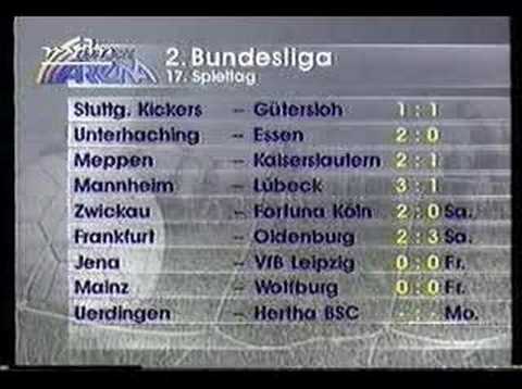Tabellenübersicht 2. Bundesliga 1996/1997