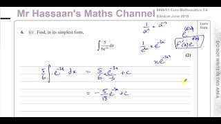 Download Lagu 6666/01 Edexcel C4 (GCE) June 2019 Q6 i Integration, Reversing the Chain Rule Thumbnail