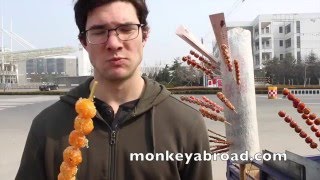 Tanghulu in Shandong, China (Candied Fruit on a Stick)  糖葫芦