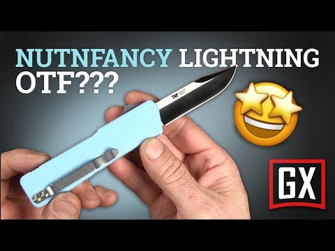Lightning Nutnfancy Exclusive Powder Blue D/A OTF Automatic Knife -  Black Plain