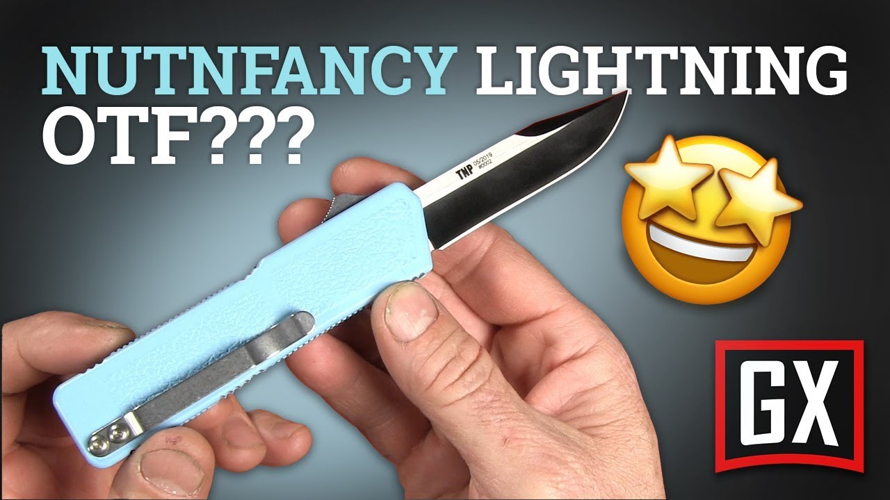 Lightning | D/A OTF Automatic Knife - Powder Blue + Black | Grindworx