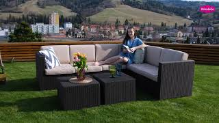 Záhradný, 3-dielny, ratanový set, hnedá, béžová, RODEN