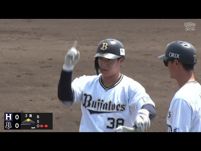 【ファーム】バファローズ・来田涼斗 ライトへの先制タイムリーヒット!!  2024年6月16日 オリックス・バファローズ 対 くふうハヤテベンチャーズ静岡