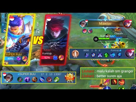 MANIAC!! GLOBAL GRANGER VS JULIAN HERO TOP BANNED!! SAMPE MAU SUREN!! || SUPER GRANGER || MLBB