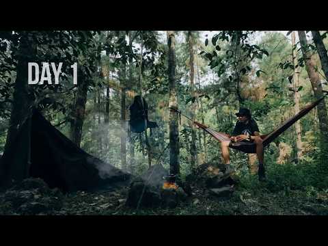 4 Days Solo Bushcraft Camping in the Forest | Minimalist Tarp Shelter & Campfire Cooking – Day 1