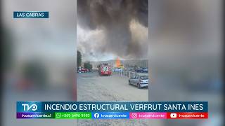 Incendio estructural en planta Verfrut Santa Inés comuna de Las Cabras