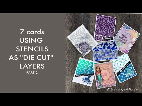 7 cards with stencil "diecutting" technique