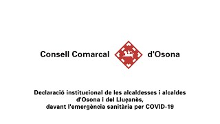 Declaració institucional de les alcaldies d'Osona davant el COVID-19