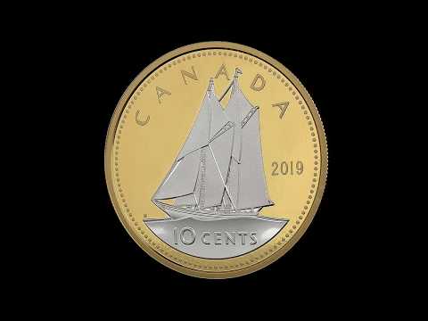 SOLD OUT! 5 oz. Pure Silver Reverse-Gold Plating Coin - Big Coin Series: 10-Cent Bluenose (2019)