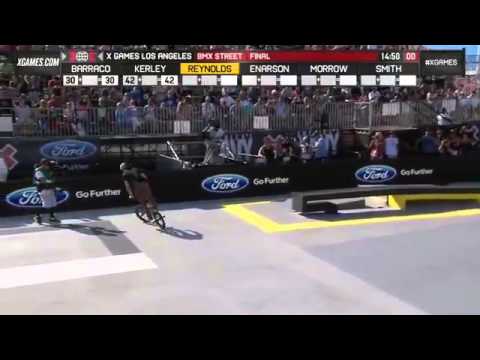 Garrett Reynolds wins the silver in BMX Street at X Games L A  2013