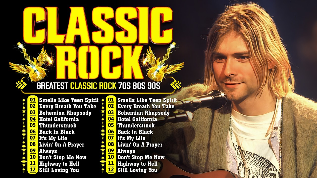 ACDC, Queen, Bon Jovi, Scorpions, Aerosmith, Nirvana, Guns N Roses - Classic Rock Songs 70s 80s 90s