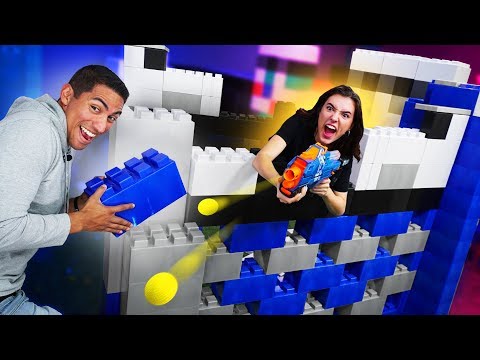 NERF *GIANT* LEGO Build Your Base Challenge! Video