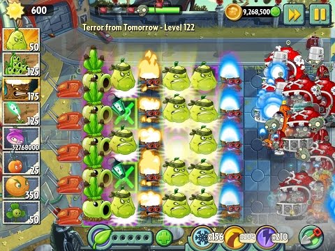 Plants vs Zombies 2 Terror from Tomorrow Level 122 - Squashed and Peapod