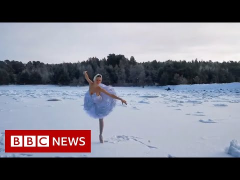 ロシアのバレリーナ、氷の上で白鳥の湖を踊る - BBC ニュース (Russian ballerina dances Swan Lake on ice in protest - BBC News)