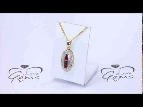 9ct Gold 0.30ct Ruby & Diamond Necklace 16" GEM CARD- Hatton Jewellers London