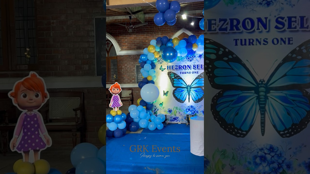 Blue Butterflies Flying #shortsfeed #balloon #partydecoration #shortsvideo #birthday #decoration