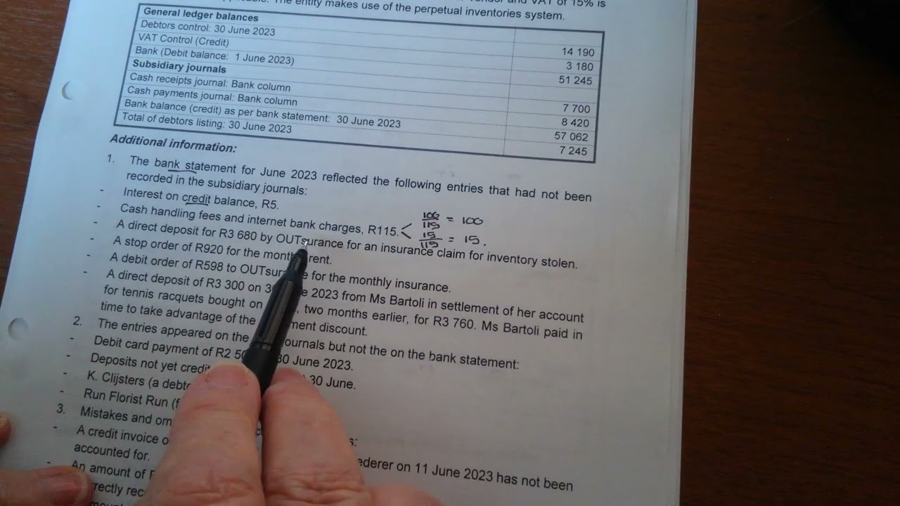 23  Bank reconciliation and VAT