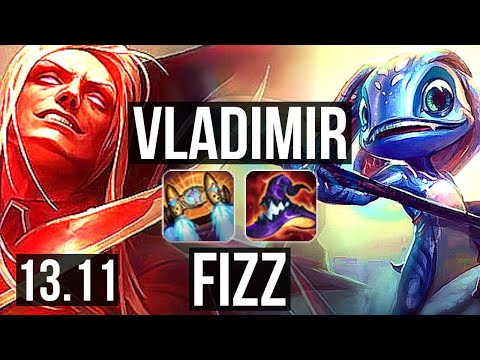 VLADIMIR vs FIZZ (MID) | 6/1/3, 500+ games, Dominating | KR Master | 13.11
