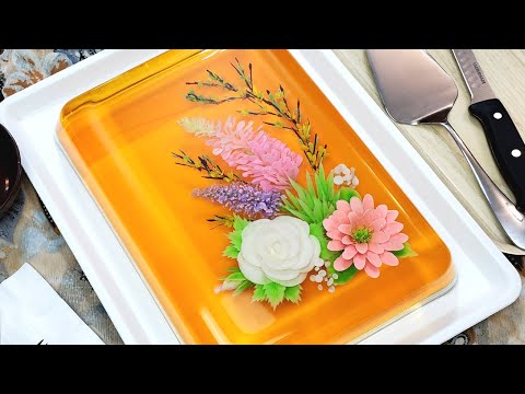 Peach and Mango Jelly Cake - Gelatin Art Cake