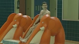 During a visit to THE SWIMMING POOL Mr Bean gets very excited about the prospect of a dive from the top board When he discovers he hasnt quite