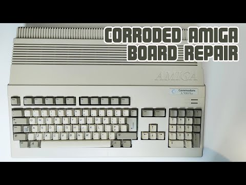 RTC battery-damaged Commodore Amiga 500 motherboard salvage attempt