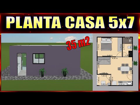 Planta de Casa 5x7 - 35m² com Cozinha Americana e um Ótimo Quarto