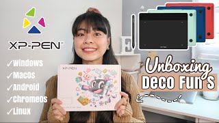 Unboxing XP-Pen Deco Fun S Pen Tablet + Testing (OneNote, Goodnotes5, Adobe Ps & AI) ❤︎ | emmy lou