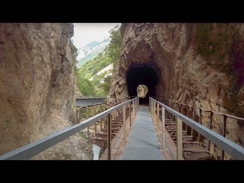 Vouraikos hike next to Odontotos train track, Zachlorou to Diakopto in Peloponnese, Greece