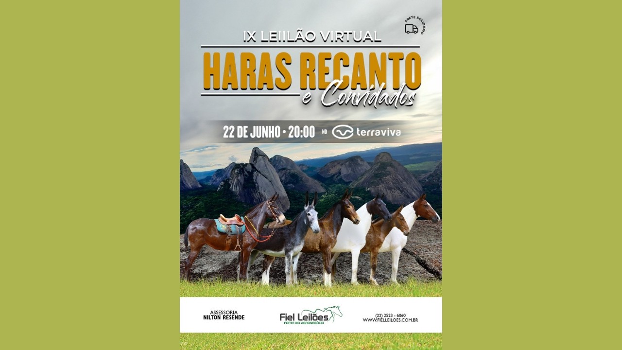 IX LEILÃO VIRTUAL HARAS RECANTO | 22/06/2026 – 20H