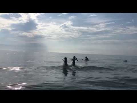 Swimming in Lake Erie.