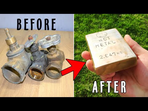 Brass Valves Meltdown - Trash to Treasure - ASMR Metal Melting Cast brass ingot